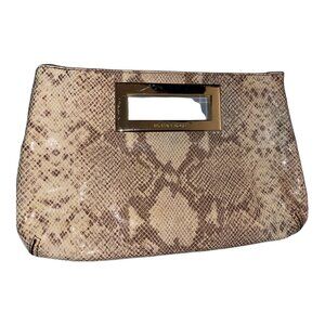 Michael Kors Snake print Clutch with Gold handle